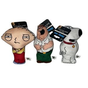 Family Guy Squeaky Dog Pet Toys - Peter, Brian & Stewie